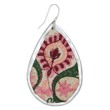 Load image into Gallery viewer, Vintage Floral Pink Embroidered Earrings