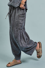 Load image into Gallery viewer, Washed Denim Utility Wide Leg Pants With Cargo Pockets