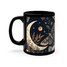 Load image into Gallery viewer, Botanical Butterfly Moon Coffee Mug, 11oz Black Mug ceramic