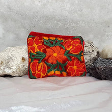 Load image into Gallery viewer, Embroidered Floral Velvet Coin Purse Pouch