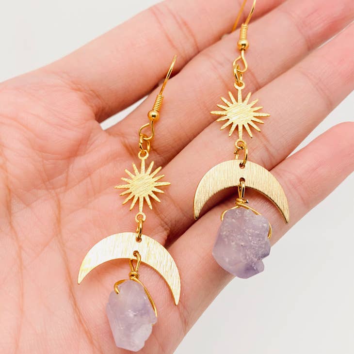 Amethyst Moon Earrings