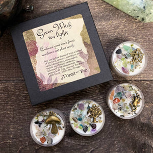 Green Witch Tea Light Candle Set