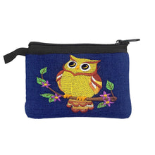 Load image into Gallery viewer, Embroidered Owl Bird Animal Art Ecuadorian Coin Purse Pouch