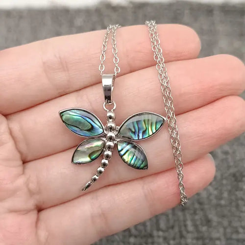 Abalone Shell Dragonfly Necklace