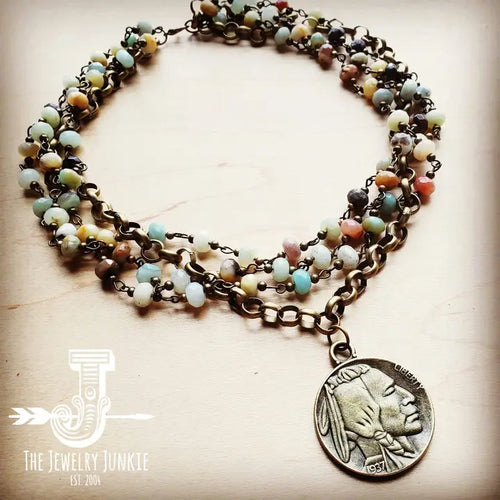Amazonite Pendant Necklace with Indian Head Coin