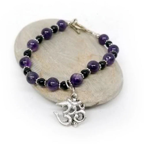 Amethyst Om Bracelet