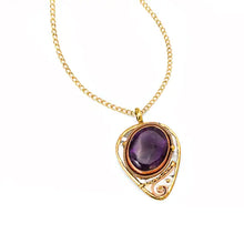 Load image into Gallery viewer, Metal &amp; Stone Pendant w/Chain