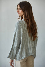 Load image into Gallery viewer, Knit Cable Sweater Aqua Grey