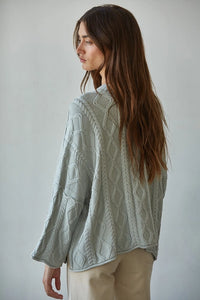 Knit Cable Sweater Aqua Grey