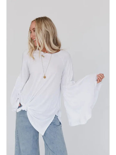 Bell Sleeve Baseball Tee - White