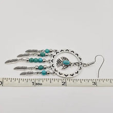 Load image into Gallery viewer, Bird Pendant Turquoise Tassel Earrings