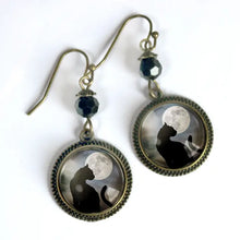 Load image into Gallery viewer, Black Cat &amp; Full Moon Earrings