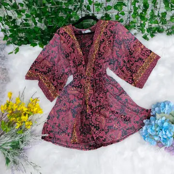 Short Silk Paisley Kimono