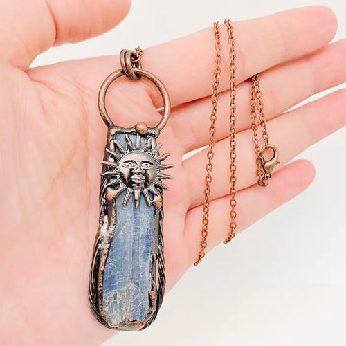 Blue Kyanite Sun God Necklace