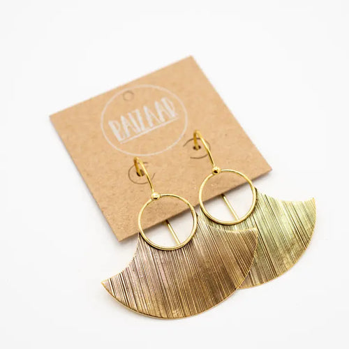 Brass Lined Fan Earrings
