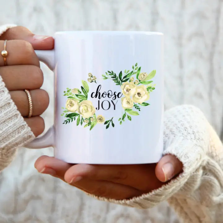 Choose Joy Floral Coffee Cup