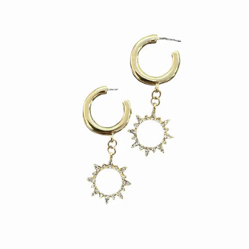 Chunky Gold Hoop w/Sun Drop Earrings