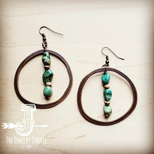 Load image into Gallery viewer, Copper Hoop Earrings w/Turquoise