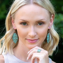 Load image into Gallery viewer, Copper Patina Earrings Tea Leaf