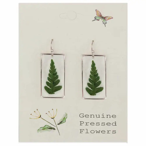 Cottage Floral Dried Fern Earrings
