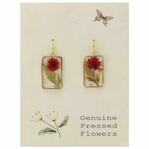 Cottage Red Dried Flower Earrings