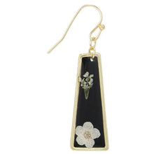 Load image into Gallery viewer, Dried Flower Gold Black Bar Earrings