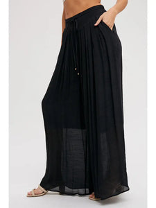 Elastic Drawstring Wide-Leg Pants