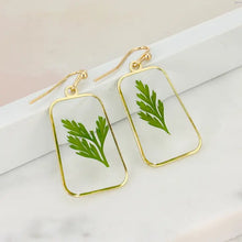 Load image into Gallery viewer, Fern Dried Flower Gold Earrings