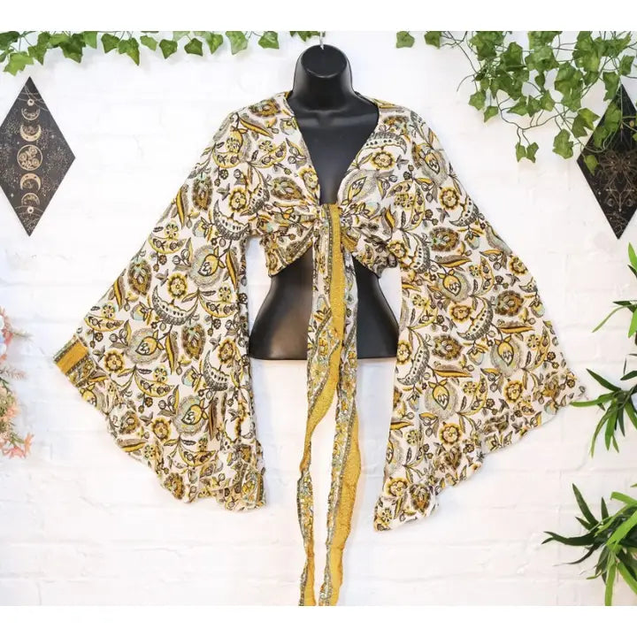 Floral Wrap Top | Yellow/ One Size