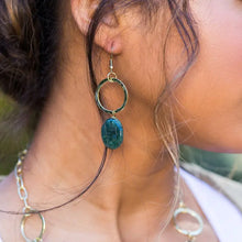 Load image into Gallery viewer, Gold-Plated Long Earrings w/Stones