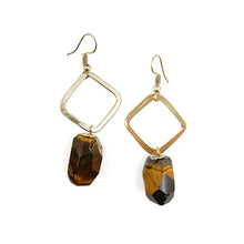 Load image into Gallery viewer, Gold-Plated Long Earrings w/Stones