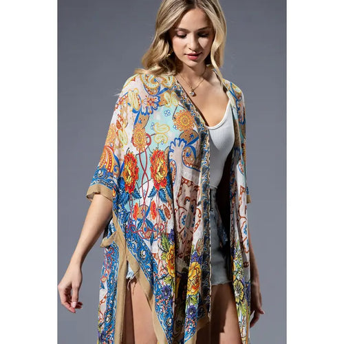 Gold Blue Mandala Kimono