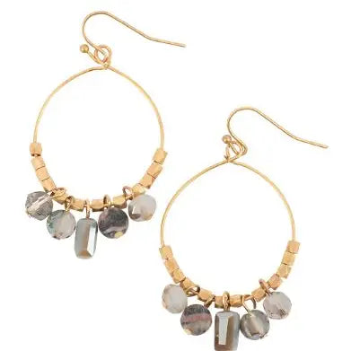 Gold Hoop w/Crystal Drops Earring