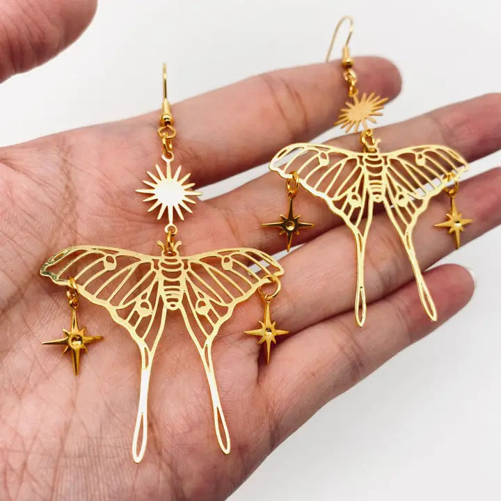 Golden Star Butterfly Earrings