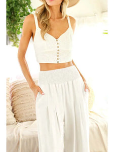 High-Rise Waist Pin-Tuck Pants