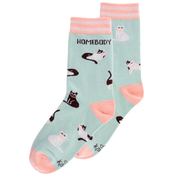 Homebody Cat Crew Socks