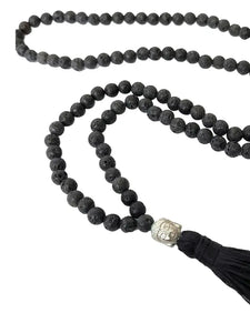 Lava Buddha Necklace w/Tassel