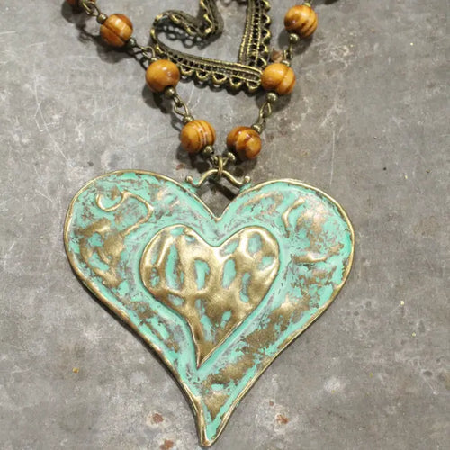 Leather Heart Layered Necklace