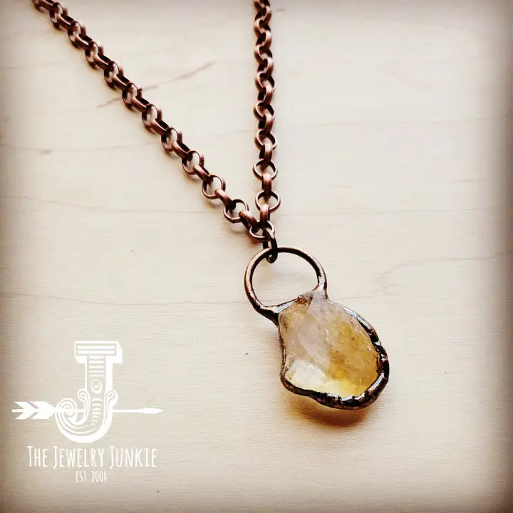 Long Copper & Citrine Necklace