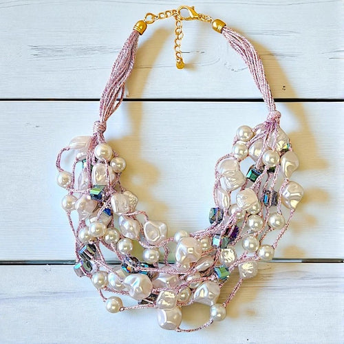 Modern Pearl Aurora Borealis Necklace