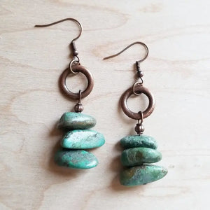 Natural Turquoise Stacked Earrings