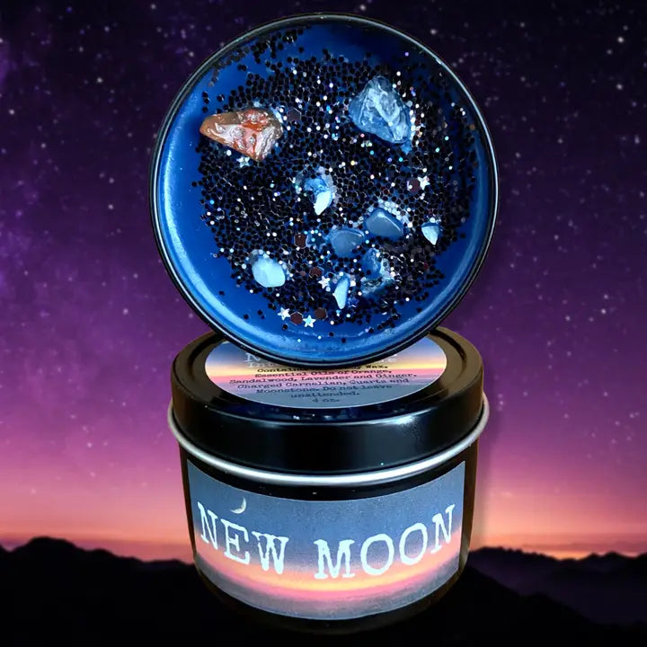 New Moon Crystal Candle