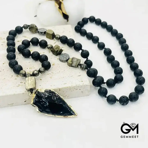 Obsidian Arrow Pendant Necklace