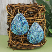 Load image into Gallery viewer, Paisley Print Teardrop Earrings