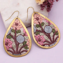 Load image into Gallery viewer, Embroidered Teardrop Earrings