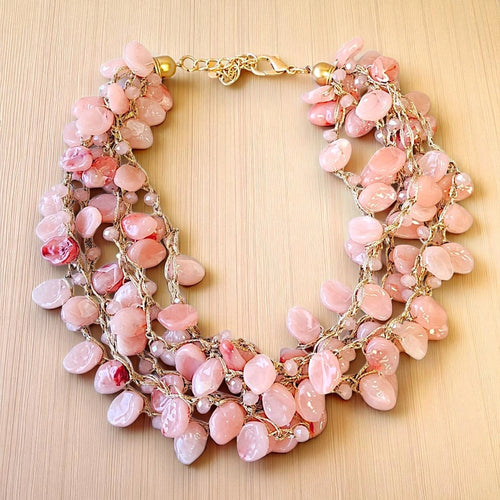 Pink Beaded Choker Necklace