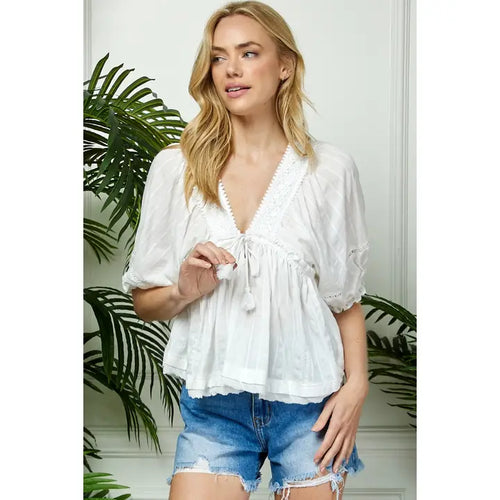 Crochet Puff Sleeve Blouse