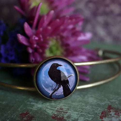 Raven on Purple Moon Cuff Bracelet