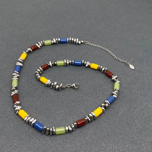 Resin & Hematite Beaded Necklace