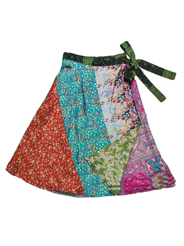 Patchwork Short Wrap Skirt